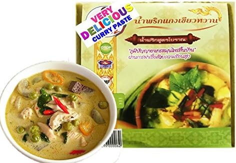 Set of 100g. x 2 Packets Thai Tasty Curry Paste Original Traditional Thai Paste Which is Delicious, Hot and Spicy (Green Curry Paste)