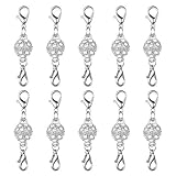Dsmile Magnetic Jewelry Clasps Rhinestone Ball Style for Jewelry Necklace Bracelet,10 mm Silver Plated 10 Sets
