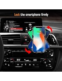 WADEO Soporte inalámbrico para cargador de coche, Sujeción automática Qi 10W 7.5W Soporte de carga rápido para automóvil, Soporte de aire comprimido de gravedad ajustable para teléfono celular 8 8 Plus Xs Xs Max XR X, Galaxy S8 S9 S9 + Note