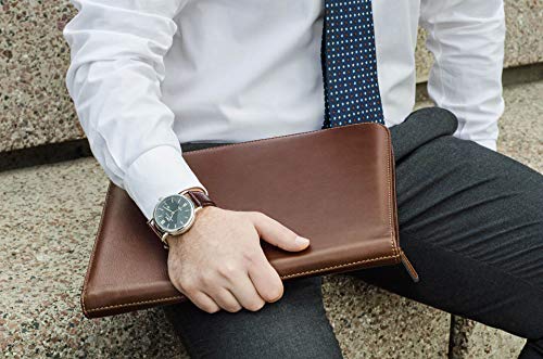 Personalized Leather Padfolio Executive Leather Writing Portfolio, Custom Engraved Business Case Monogrammed - Made in Italy (Custom Brown)