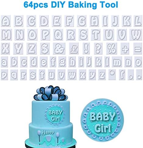 wqeew 64pcs/Set Plastic Cookies Fondant Cutter Alphabet Letters Shape Cake Decorating Tool Baking Supplies