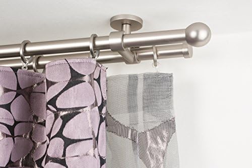 Curtain double rod: Ø 0.8 inch, lenght 124.8 inch, satin steel finish – complete