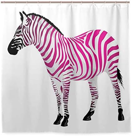 YOLIKA Shower Curtain, Zebra Figure in Pink Stripes Savannah Animal Wilderness Symbol Safari Print Customized Bathroom Shower Curtain Set with Hooks, W72 xH72