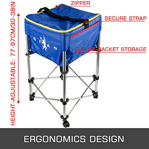 image for Bkisy Teaching Ball Cart 160 Capacity Tennis Ball Basket Hopper Tennis