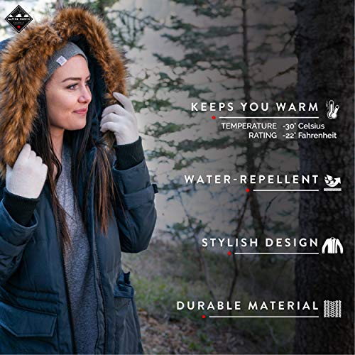 Alpine North Womens Vegan Down Drawstring Winter Parka, Navy, M