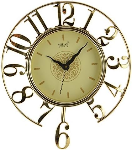 Kangroo Pendulum Wall Clock for Home in Round Shape (31 cm x 31 cm x 5 cm, Gold)