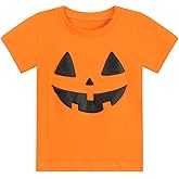 Toddler Little Boy Girl Halloween Shirt Kid Pumpkin Face Glow in The Dark Skeleton Truck Tshirt Short Sleeve Tee Top
