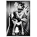 sechars- Fashion Toilet Sexy Woman Canvas Print Modern Bar Girl Smoking and Drinking in Restroom Painting Picture Poster Framed for Bedroom Hotel Wall Decoration -24x36inches