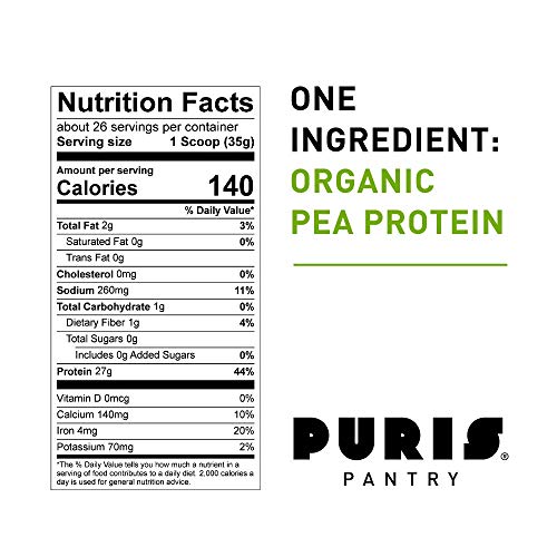 PURIS Organic Pea Protein Powder 100 Grown, Processed and Packed in