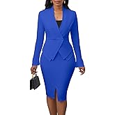 Women's Suits 2 Piece Skirt Set Business Work Outfits Blazer Dress Jacket Pencil Skirts Suit Sets