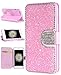 iPhone 6s Plus Case, FLYEE Handcraft Luxury Bling Rhinestone Wallet Case Ultrathin Magnetic Kickstand Crystal Leather Book Cover for Apple iPhone 6s/iPhone 6 Plus 5.5 Inch-Pink