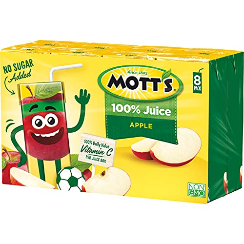MOTT’S 100% ORIGINAL APPLE JUICE, 6.75 FL OZ BOXES, 32 COUNT (4 PACKS OF 8), 2 SERVINGS OF FRUIT, 100% FRUIT JUICE, GLUTEN-FREE, CAFFEINE-FREE, KOSHER, CONTAINS NO ARTIFICIAL COLORS OR SWEETENERS