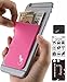 Gecko Travel Tech Pink Phone Wallet Stick on - Card Holder for iPhone - Pink Card Holder for Women - PINK WHITE