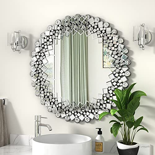 MUAUSU Round Decorative Wall Mirror Luxury Mirrors for
