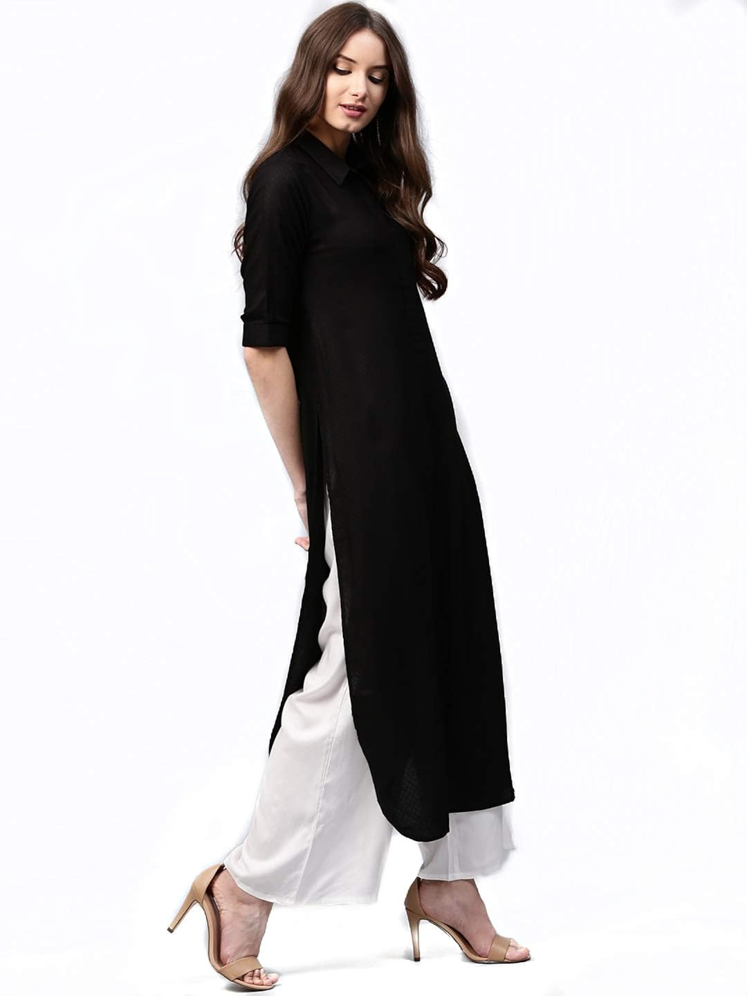 anjushree choice women stitched rayon long black kurti kurta