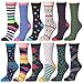 Frenchic 12 Pack Women Colorful Patterned Fashion Crew Socks (Polka Stripe)