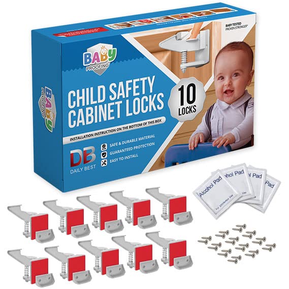 Locks for Babies Child Safety Latches 10 Pack Invisible Adhesive Baby Proofing
