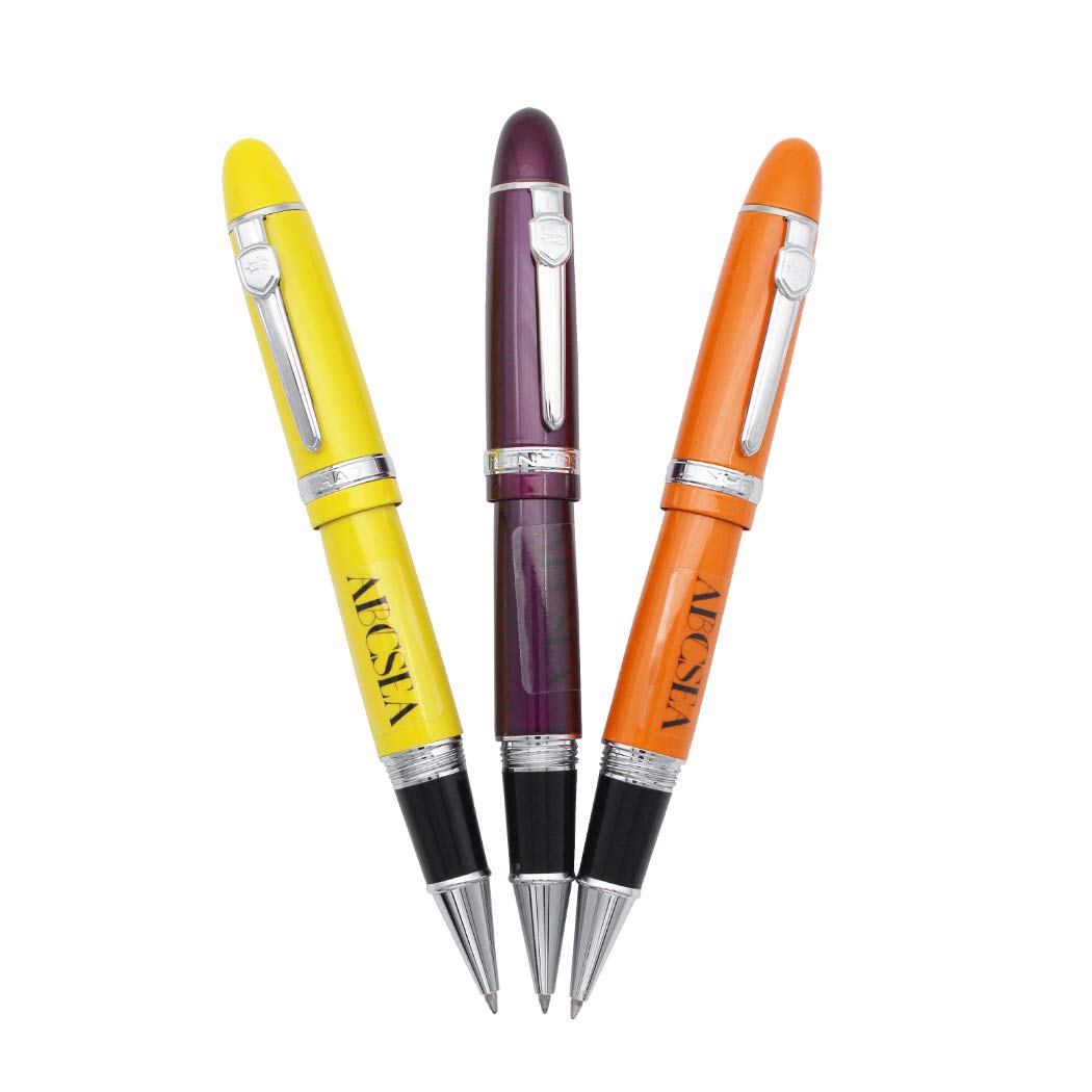 Abcsea 3PCS Jinhao Heavy Big Rollerball Pen 159 ， Medium Point - yellow, orange and purple