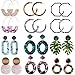 Outee 12 Pairs Acrylic Earrings Hoop Earrings Resin Drop Dangle Earrings Polygonal Bohemian Fashion Jewelry Earrings for Women Dress Accessory