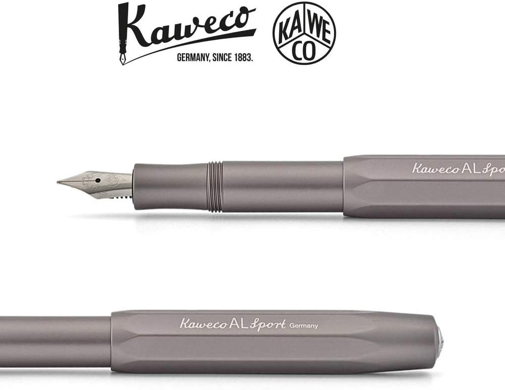 Kaweco AL SPORT Fountain Pen Anthracite I Premium Fountain Pen for Ink Cartridges 13 cm I Nib: F (Fine), Gray - Image 4