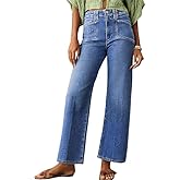 Lunaaevi Women's High Waisted Fit Straight - Leg Stretchy Buttoned Denim Jeans Trendy 2025 with Pockets