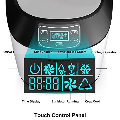 COSTWAY Ice Cream Maker, 1.6 Quart Automatic Ice Cream Machine Electric