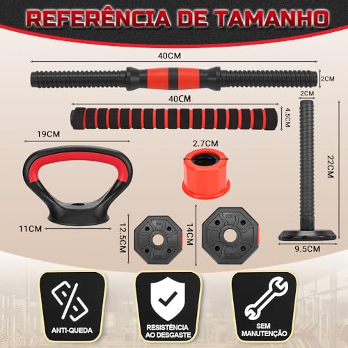 Halteres, 10KG Kit Halteres com Kettlebell, 6 em 1 Alteres para Musculação, Halter, Pesos para Exercícios em Casa, Kit Alteres para Musculação, Regulavel peso Academia Dumbbell