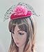 Fascinator Hair Clip Head Hoop Veil Wool Flower Hat Derby Cocktail Party Wedding Red