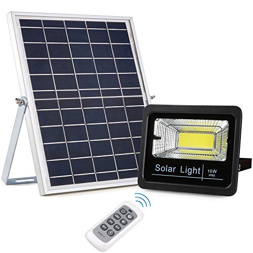 2019 New Version Solar Flood Lights Outdoor Dusk to Dawn, Awanber 800 Lumens 3 Optional Modes LED Remote Control Solar Security Lighting Fixture for Garden, Garage, Pathway, Pool, Deck, Yard, Street