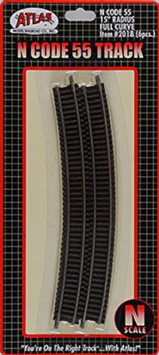 N Code 55 Nickel Silver 15" Radius Full Section Track (6) Atlas Trains