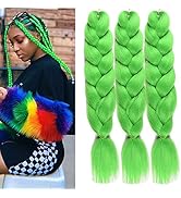 WOME Green Jumbo Braiding Hair 27Inch Synthetic High Temperature Fiber Crochet Braids Extensions(...