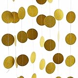 Gold Glitter Paper Garland Circle Dots Hanging Decor Party Supplies - 2'' Diameter - 11.5 Feet ( 2Pcs )