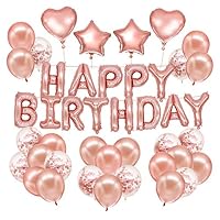 Excursion Toys Happy Birthday Balloons - Balloons Kit Rose Gold Birthday Banner Confetti Balloons Party Decor - Toy Story Party Supplies (Rose Gold)
