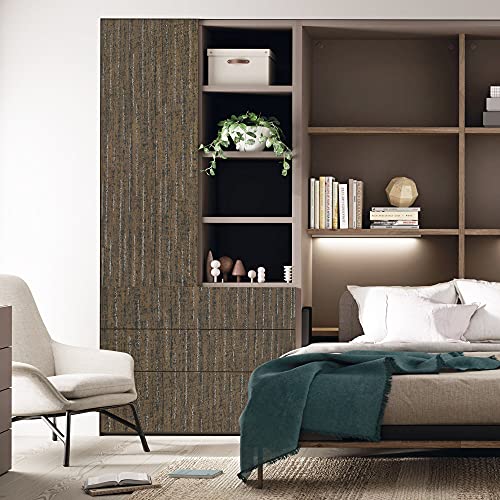 LotFancy Peel and Stick Wallpaper, 11.8”x 78.7”, Mocha Brown, Removable Wood Contact Paper, Self Adhesive Wall Paper for Countertop Cover, Furniture Renovation, Squeegee Included