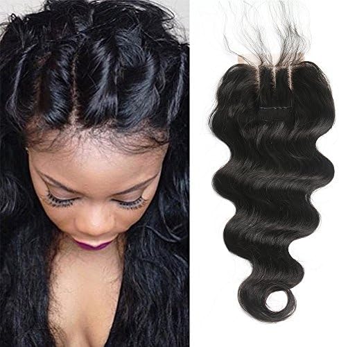 Lady Focus 8A Lace Closure Bleached Knots 4x4 Brazilian Body Wave Closure Virgin Human Hair Closure Middle Part 8"
