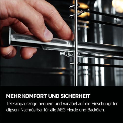 AEG Einbaubackofen, Serie 5 Ringheißluft: Gleichmäßige Garergebnisse auf 3 Ebenen, Pyrolyse Selbstreinigung, 45 Automatikprogramme, LED-Touchdisplay, Schnellaufheizung, Schwarz, TU5PB40WSK 10