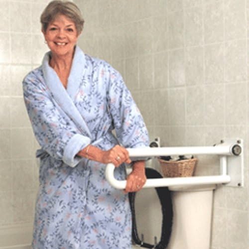 HealthCraft 32 Long Hinged P.T. Toilet Support Rail, Right Side, Powder Coated White by Healthcraft