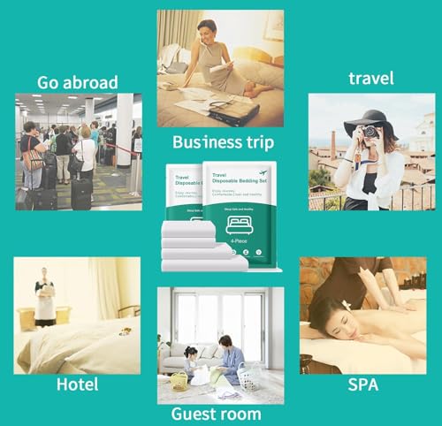 8 Pcs Disposable Bed Sheets Travel For Hotel, With 2 Sheet Quilt Covers, And 4 Pillowcase Business Trip Spa Hotel