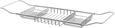Cabilock Stainless Steel Bathtub Tray Extendable Anti Slip Silver