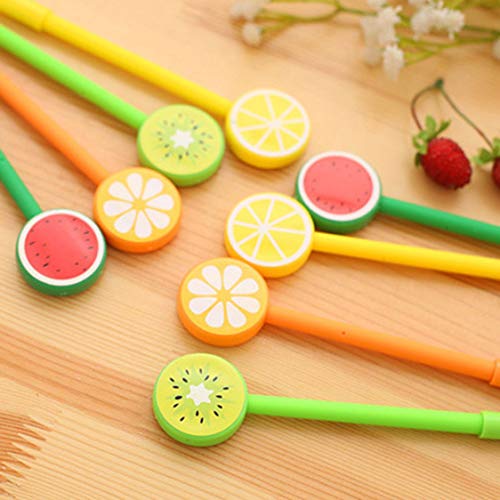 Compact Size Cute Fruit Lollipop Gel Pens Kawaii Student Stationery Pen Office Supplies School Writing Signature Plastic Pens - Green Kiwifruit - Thumbnail 4