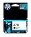 1 X HP INK 670 BLACK CARTRIDGE