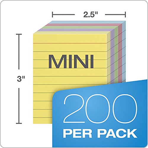 Oxford Mini Index Cards, 3" x 2.5", Ruled, Assorted Colors, 200 Per Pack (10010EE) (4)