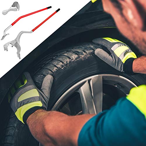 Goplus Tire Changer, 17.5" to 24" Steel Tire Mount Demount Tool Kit, Tubeless Truck Bead Breaker Manual Tire Changing Tool (Red)
