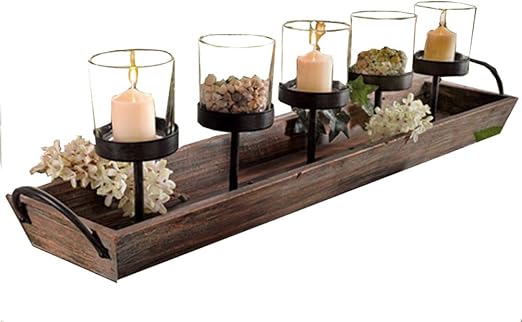 Round cream mirrored display tray candle plate shabby vintage chic wedding gift