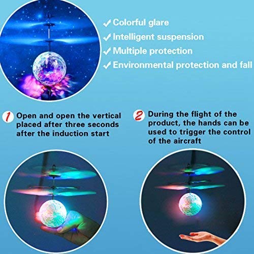 LISOPO Kid RC Toys, RC Flying Ball, Infrared Induction Helicopter Ball with Shinning LED Lights Built-in and Remote Control Toys for Boys and Girls