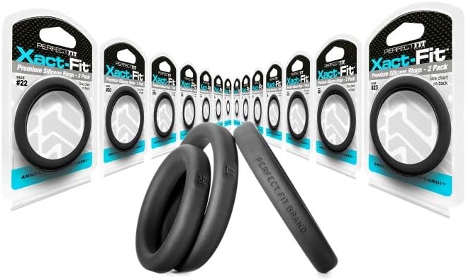 PerfectFitBrand - #17 Xact-Fit-(43mm Diameter) Silicone Cockring Double Set - Black - Image 4