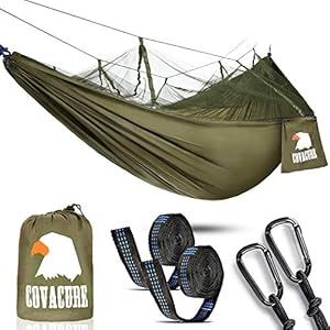 Camping Hammock with Net – Lightweight COVACURE Double Hammock, Portable Hammocks for Indoor, Outdoor, Hiking, Camping…