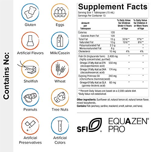 Fish Oil for Kids EQUAZEN PRO Kids Liquid Omega 3 6 Fish Oil with EPA