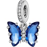 Butterfly Charms for Bracelets, 925 Sterling Silver Butterfly Dangle Charms for Charm Bracelets and Necklaces with Multicolor 5A Cubic Zirconias, Birthday Mothers Valentines Day Jewelry Gifts for Women