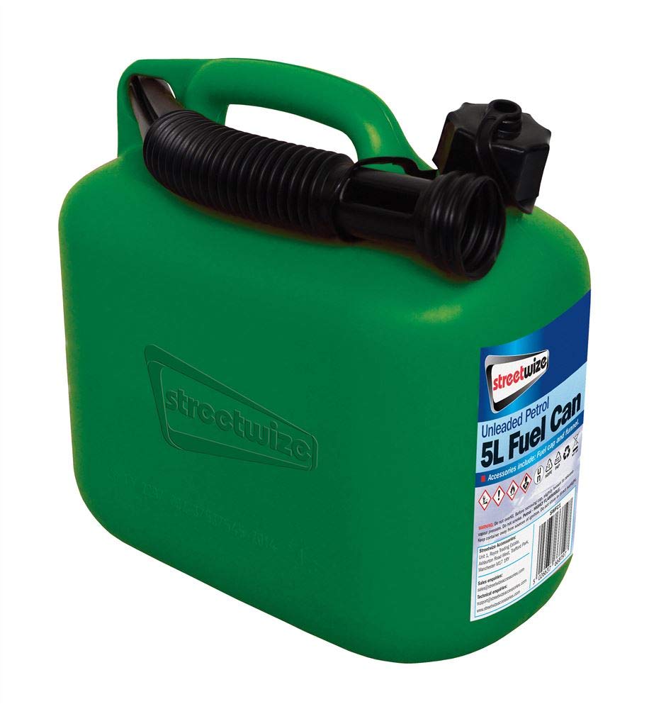 MP Essential Durable Plastic Jerry Fuel Oil Water Petrol Diesel Can Container & Funnel (Green - PETROL)